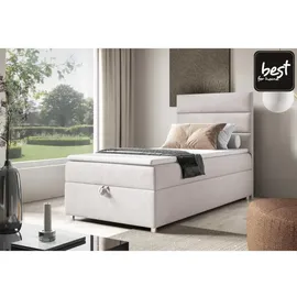 Best For Home Boxbett, Creme, Textil, Höhe ca. 18 cm, Rechteckig, 100x200 cm, Schlafzimmer, Betten, Boxspringbetten