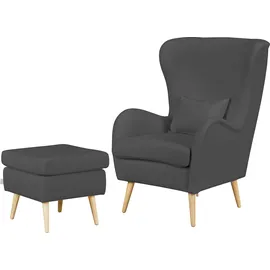 Home Affaire Sessel HOME AFFAIRE "Salla auch in Fellimitat und Feincord, viele Bezugsarten, Ohrensessel", grau, H:118cm T:94cm, Struktur (100% Polyester), Sessel, Sessel, wahlweise mit oder ohne Hocker; großer Sessel: Maße B/T/H: 78/94/118cm