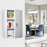 Dreistöckiger Medizinschrank Aus Stahl Mit 2 Schlüsseln Und Wandhalterung, 40 X 18 X 60 Cm, Weiß