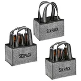 Novaliv 3X Flaschenträger 6 Flaschen Bierträger Sixpack Männerhandtasche Filz Herrenhandtasche Bier Flaschentasche 22,5x15x14cm (LxBxH)