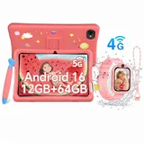 VekfulPC 10,1" K10 Kinder Tablet mit Hülle und Stift Tablet (10,1", 64 GB, Android 16, Android 16, Google Kids Space, 10,1" HD, 5000mAh, 12GB+64GB) rosa