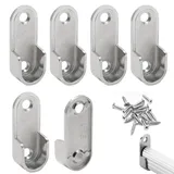 6 Stücke Kleiderstange Halterung, Robuste Kleiderstangenhalter Zinkdruckguss, Rundrohr Halterung für Schrankrohr tange, mit Schrauben, U-Form