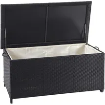 Mendler Poly-Rattan Kissenbox HWC-D88, Gartentruhe Auflagenbox Truhe Premium schwarz, 51x100x50cm 170l