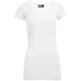 Promodoro Slim-Fit V-Ausschnitt T-Shirt Lang Plus Size Damen, Weiß, XXL - XXL