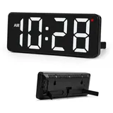 Sukeen Digitale Wanduhr Tischuhr, Digital Uhr Wand Uhr mit großen Ziffern, Automatische Lichtsteuerung, 12/24H, Wanduhr ohne Tickgeräusche mit Wohnzimmer/Schlafzimmer/Klassenzimmer/Lager/Büro-Weiß