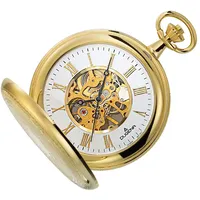 Dugena Herren-Taschenuhr 4460307-1, Savonette, Handaufzugswerk, Gold, skelettiert, mit Acrylglas und römischen Ziffern