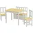 [en.casa] Kindertischset Lousame 2 Stühle 1 Sitzbank Kiefer massiv natur/weiß beige