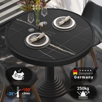 BRASIL | Gastro Tischplatte | Ø 50 cm | Schwarz Marmor | Schwarzer Metall Rand | Rund