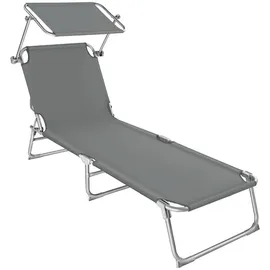 Tectake Gartenliege 190 x 68 x 28 cm Grau