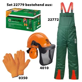 CRAFTLAND Forstschutzset KWF geprüfte Hose, Latzhose Helm, Handschuhe, (Inkl. Versand)