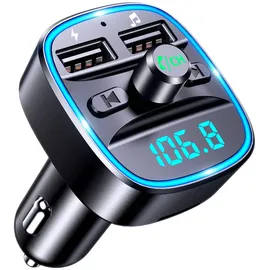 mohard Bluetooth FM Transmitter, KFZ Bluetooth Adapter Auto Radio FM Transmitter, Autoladegerät Zigarettenanzünder mit Freisprechen, 2 USB-Anschlüsse (5V/2,4A & 1A), Unterstützt USB-Stick & TF Karte