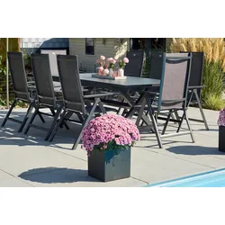 HARTMAN Xanadu / Aruba Garten-Essgruppe, xerix, Alu/Textilene/Glaskeramik, 8 Klappstühle, 160/220x100cm