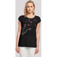 F4NT4STIC Extended Shoulder T-Shirt Blumen Ranke in schwarz |
