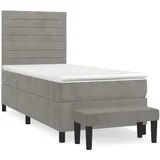 vidaXL Boxspringbett mit Matratze Hellgrau 100x200 cm Samt - Grau