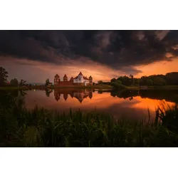 Fototapete PAPERMOON "Schloss an See", bunt, B:3,50m L:2,60m, Vlies, Tapeten