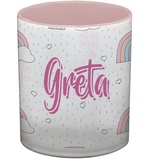 Ma2ca® Namenstasse Regenbogen Kindertasse mit Namen Becher Tasse Tasse Becher-innen_rosa