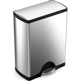 simplehuman Rechteckiger Treteimer 50 l Silber