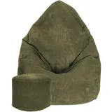 DreamRoots Sitzsack, Olivgrün, 70x105x70 cm, Oeko-Tex® Standard 100, Wohnzimmer, Hocker, Sitzsäcke, XXL Sitzsäcke