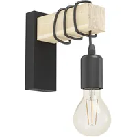EGLO Wandlampe innen Townshend, Vintage Wandleuchte mit Holzbalken, Retro
