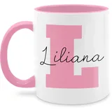 Tasse Tassen 325ml - Anfangsbuchstabe mit Name Geschenkideen - 325 ml - Rosa - bedrucken tasse+mit+namen personalisiertes geschenke namens selbst gestalten kaffeetasse buchstaben weihnachten