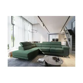 masseno Eckcouch Polyester mit Schlaffunktion 2-Sitzer Grün