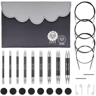 KnitPro Karbonz Deluxe Austauschbare Nadelspitzen Set 5" (13cm) I 9 Größen (3mm bis 8mm)