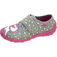 Fischer Markenschuh Hausschuhe Einhorn-Print Grau/Pink 28
