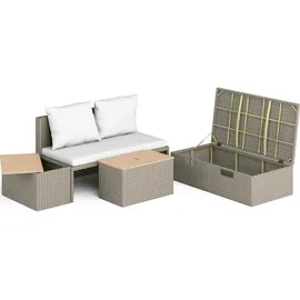 Lounge-Set Sitzgruppe Terrassenmöbel-Set Bostonia 4-tlg. Polyrattan Hellbraun