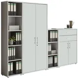 BMG Möbel Aktenschrank Tabor (Set 22, Büroschrank abschließbar mit Metallgriffen) Made in Germany grau