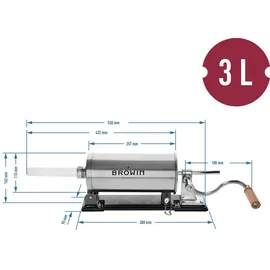 BROWIN BROWIN® 311003 Waagerechter Wurstfüller 3 kg Wurstmaschine Wurstfüllmaschine Manuell Edelstahl Silber