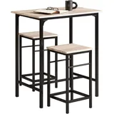 SoBuy Bartisch-Set mit 2 Hockern 80 x 50 x 87 cm Holzfarbe