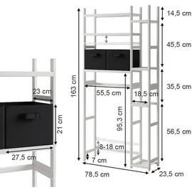 Vicco Waschmaschinenschrank Weiß, 78.5 x 163 cm mit 2 Vliesschubladen
