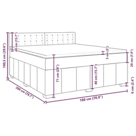 vidaXL Boxspringbett mit Matratze Taupe 180x200 cm Stoff