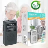 Trade Shop - TRAGBARES MINI-2-BAND-AM/FM-RADIO, KLEINER AUDIO-EMPFÄNGER, LED-LICHT TX-8182 -