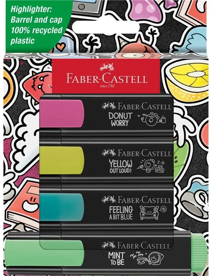 FABER-CASTELL Textliner Graffiti 4er Kartonetui, 4 Stück(e), Blau, Grün, Pink, G