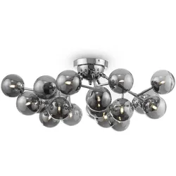 Deckenleuchte Wohnzimmerleuchte Deckenlampe Metall Glas Chrom Rauchig D 75 cm