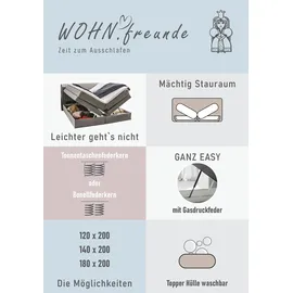 Jockenhöfer Boxspringbett JOCKENHÖFER GRUPPE ""Amira", OTTOs Choice Topseller, mit Bettkasten und Topper", grau (grau 313, 09), B:154cm L:217cm, Bezug: 100% Polyester;Topper und Matratzenspiegel: 100% Polyester, Komplettbetten, Boxspringbett, erhältlich in den