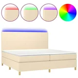 vidaXL Boxspringbett mit Matratze & LED Creme 200x200 cm Stoff