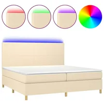 vidaXL Boxspringbett mit Matratze & LED Creme 200x200 cm Stoff