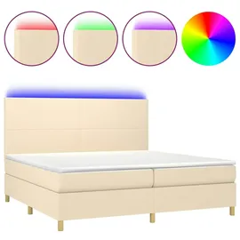 vidaXL Boxspringbett mit Matratze & LED Creme 200x200 cm Stoff
