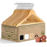 Blumtal Kleiderbügel Holz 40er Set - Holzbügel mit 360° drehbarem Metallhaken - Bügel aus robustem Holz mit Zedernholz Mottenschutz - Holzkleiderbügel mit Anti-Rutsch-Schicht & Einkerbungen - Hangers
