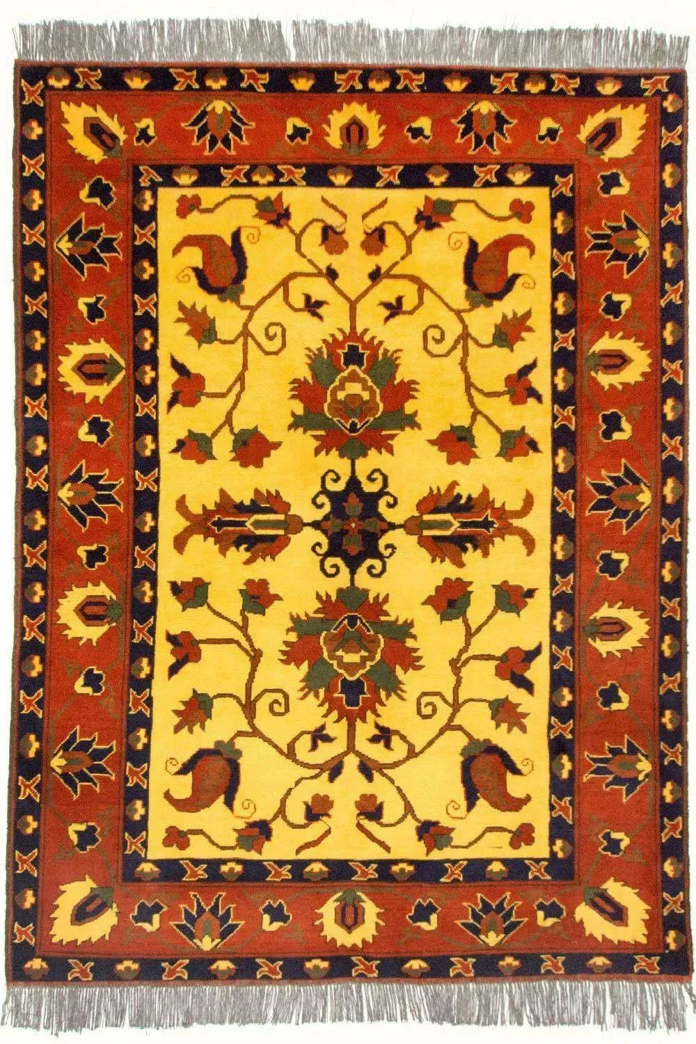 Morgenland Afghan Teppich - Hatschlu - 175072 - 201 x 155 cm - gelb - rechteckig