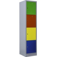 Lüllmann Schließfachschrank X-523412, aus Metall, 4 Fächer, 41,5 x 180 x 50cm, bunt