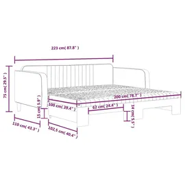 vidaXL Tagesbett Ausziehbar mit Matratzen Dunkelgrün 100x200 cm Samt