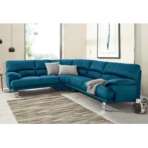TRENDMANUFAKTUR Ecksofa "Cecilia II, in italienischen Design, bequem, hoher Sitzkomfort, L-Form", blau (petrol), B:280cm H:87cm T:240cm, Microfaser Vintage (100% Polyester);Struktur (100% Polyester);Struktur fein (100% Polyester), Sofas, Ecksofa, extrabreite Armlehnen