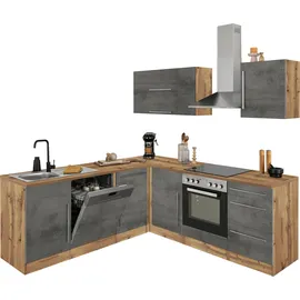 kochstation Winkelküche L-Form 220 x 220 cm grau