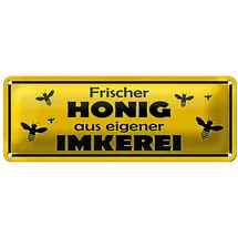 Roomando Blechschild | Frischer Honig | aus eigener Imkerei | Dekoration | 10 x 27cm