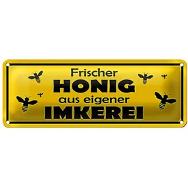 Roomando Blechschild | Frischer Honig | aus eigener Imkerei | Dekoration | 10 x 27cm