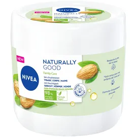 NIVEA NATURALLY GOOD Family Care Mehrzweckcreme für die ganze Familie (1 x 450 ml), 3-in-1 Creme angereichert mit 100% natürlichem Süßmandelöl, Gesichtscreme - Körper - Hände
