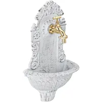 Relaxdays Wandbrunnen antik, mit Wasserhahn, nostalgisch, Waschbecken Garten, Aluguss,